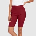 thumbnail image 2 of Women's Soft Solid Elastic Waist Casual Short Pants, Comfy Travel Shorts with Functional Pockets, Lightweight Polyester Blend for Walking, Running Errands, Sightseeing, | TruBelle,Wine M, 2 of 7
