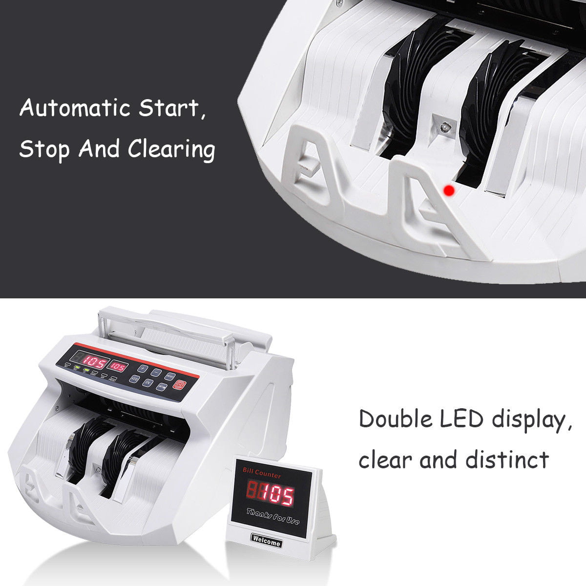 Costway Digital Bill Money Counter Counting Machine Bank Counterfeit Detector UV/MG Cash Counting Machine 