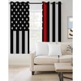 thumbnail image 2 of Red American Flag Kitchen Curtains Black White Striped US Flag Stars Cafe Short Curtains for Bathroom Blackout Window Curtain Grommet Small Window Treatment Drapes for Bedroom Living Room 42"x45"x2, 2 of 9