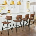 thumbnail image 4 of Dycanpo 24.5" Counter Height Bar Stools Set of 4, Faux Leather Upholstered Barstools, Red Brown, 4 of 9