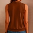 thumbnail image 6 of ClodeEU Women's Lapel Collar V Neck Sleeveless Button Down Blouse,Casual Loose Shirt With Stretch Hem Brown,Women's Plus XL, 6 of 7