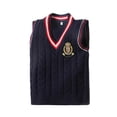 thumbnail image 3 of AJGRHE Boys and Girls Sweater Vest Knitted Streetwear Preppy Style V Neck Crop Knitwear Tank Top for Kids Blue1 1-2 Years, 3 of 6