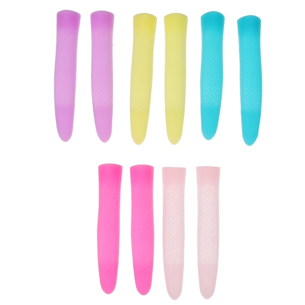 5 pares de tijeras para cutículas y manicura, funda para mango, recortador de uñas, funda de silicona