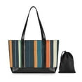 thumbnail image 7 of FORMRS Canvas Laptop Tote Bag for Women with 15.6" Computer Compartments Shoulder Handbag, Navy Blue Stripes, 7 of 7