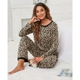 thumbnail image 5 of Pyjama à Manches Longues pour Femmes, Col Rond Doux, FP-Léopard Beige, 5 of 5