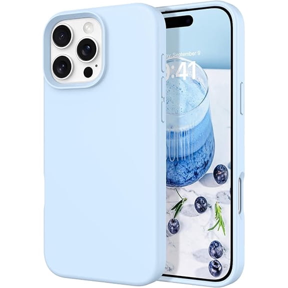 Case for iPhone 16 Pro 6.3'' Case Smooth Liquid Silicone Soft Gel Rubber Microfiber Lining Cushion Cover Shockproof Protective Phone Cases Compatible with iPhone 16 Pro - Light Blue