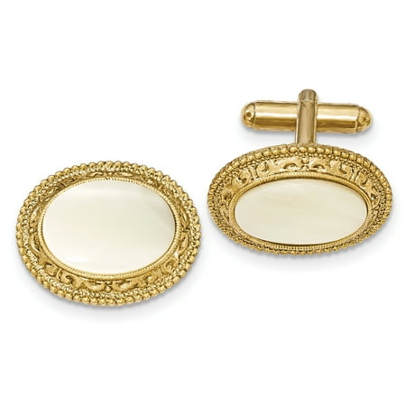 - Gold-tone Mother of Pearl Cuff Links