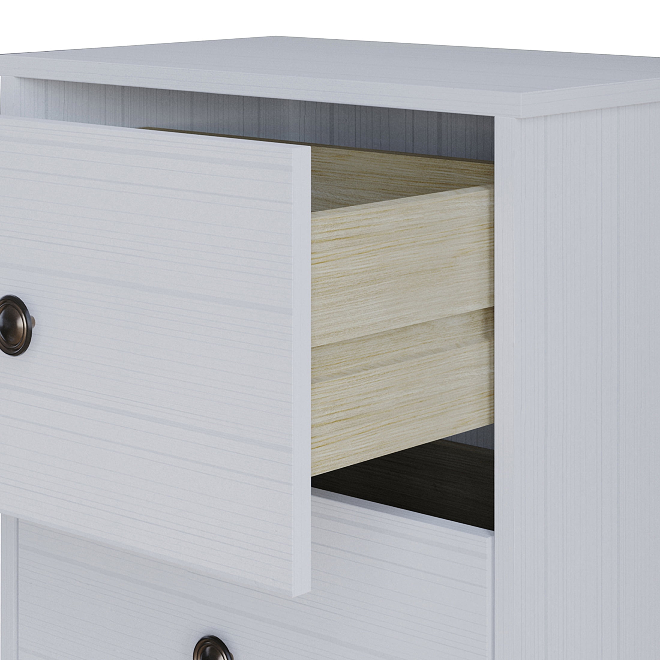 Castle Place Vintage Nightstand with 2 Drawers, White Gray