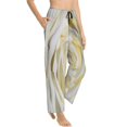 thumbnail image 2 of Naloa White Rose Print Women’s Ultra-Soft Comfy Pajama Lounge Pants with Pockets & Drawstring, 2 of 8