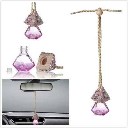 Pink Floor Mirror Car Mirror Hanging Decoration, MINI-FACTORY Bling Pink Crystal Diamond Bottole for Car Mirror ()