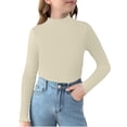 thumbnail image 5 of YunPes Girl's Cute Ruffle Mock Neck Sweaters Casual Plain Long Sleeved Ribbed Knit Sweater Fall Winter Base Layer Pullover Tops, 5 of 6