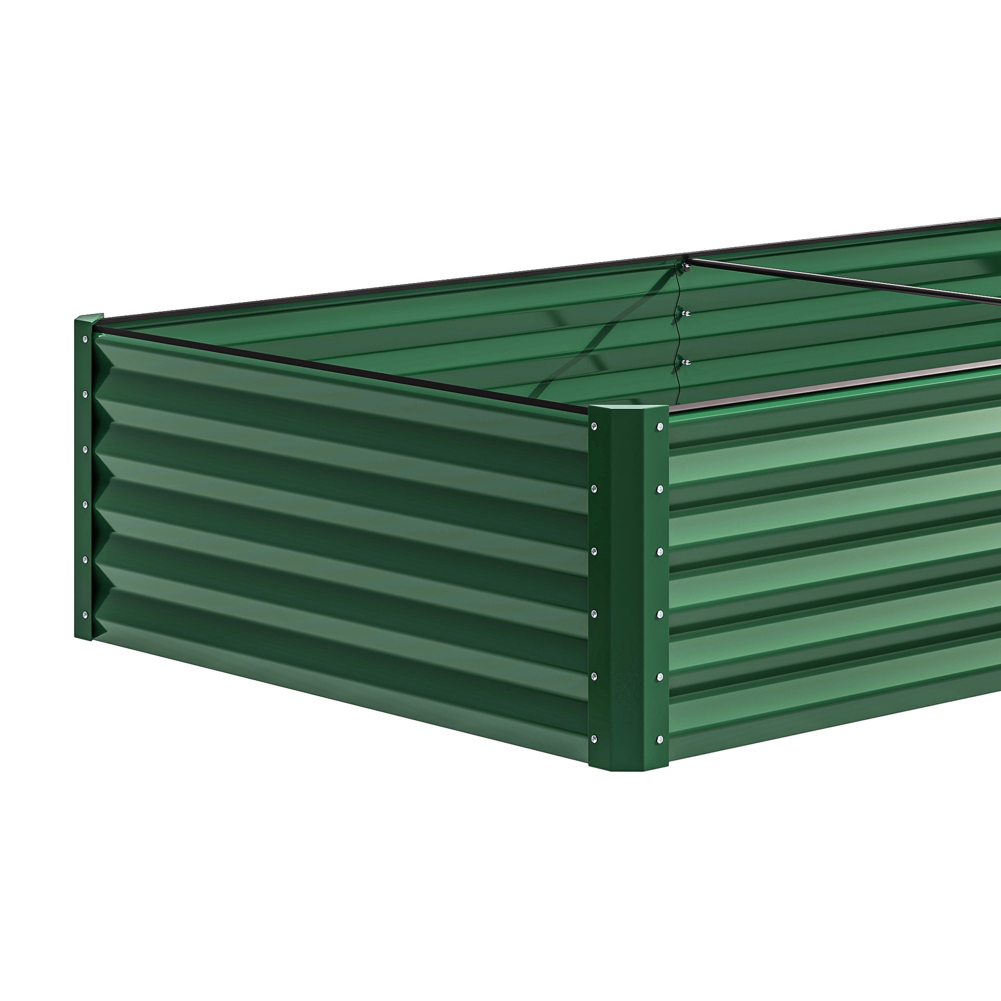 Dextrus 8x4x1.5Ft Large Raised Garden Bed, Galvanized Metal Planter with Accessories & Gloves, Green