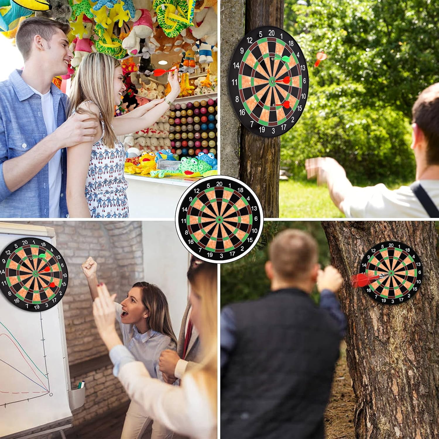 Bestyol Dartboard, 17" Magnetic Dartboard with 12 Magnets Darts Arrows in 2 Colors for Children and Adults