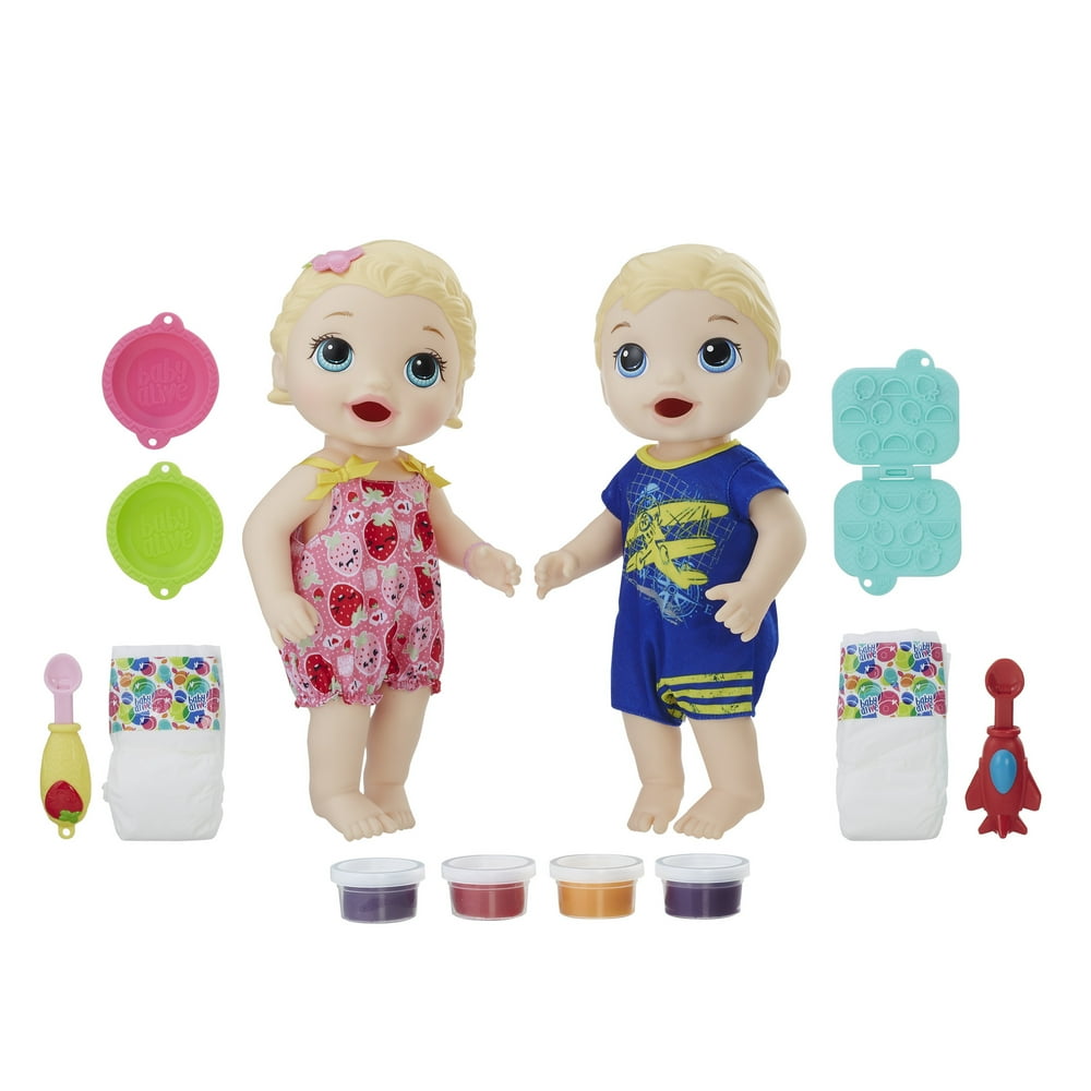Baby Alive Snackin' Twins Luke and Lily Dolls Blonde Hair Walmart
