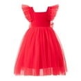thumbnail image 1 of Icvfdpl Girl Dresses For Toddler Ruffle Short Sleeve Square Neck Backless Tutu Wedding Elegant Princess Clothing Red Fashion 12-18 Months, 1 of 4