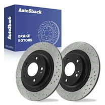 AutoShack 11.89" (302 mm) Rear Solid Drilled & Slotted Brake Rotors E-Coated | Replacement for 2013-2024 Mitsubishi Outlander Sport 2014-2020 Mitsubishi Outlander | 2-PC Set | ShadowGuard