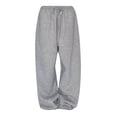 thumbnail image 3 of Pantalones de mujer estilo hip hop y streetwear, pantalones de chándal grises informales, cintura alta, cintura elástica, bolsillos, combinan con tops cortos y camisetas, para todas las estaciones., 3 of 3