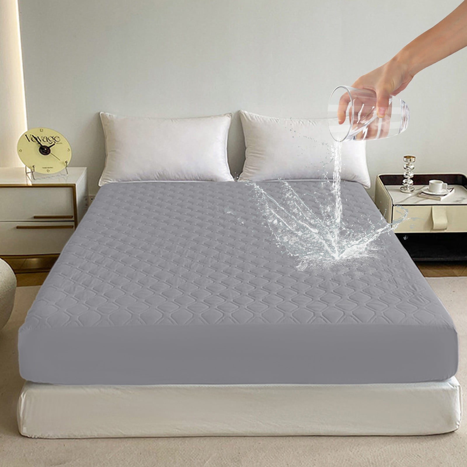Protège-matelas Imperméable, Drap-Housse Antidérapant Taille Grand