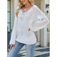thumbnail image 6 of Women'S Lace Sequin Appliques Sweater Fall Winter V Neck Long Sleeve Sweaters Trendy Cozy Casual Sweaters White S, 6 of 9