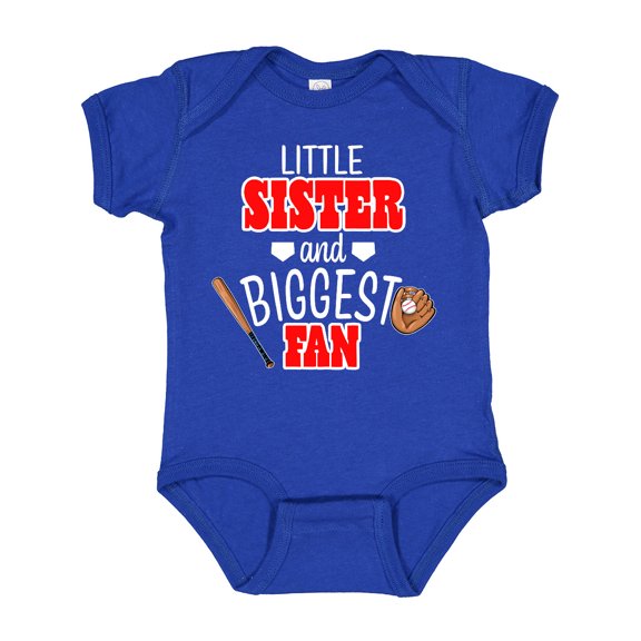 Inktastic Little Sister and Biggest Fan Baseball Glove and Bat Girls Baby Bodysuit