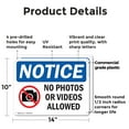 thumbnail image 2 of (2 Pack) No Photos Or Video Allowed OSHA Notice Sign 14 Inch X 10 Inch Plastic Sign, Weather Resistant, UV Protected for Workplace, Business, and Construction Site, Made in the USA, 2 of 8
