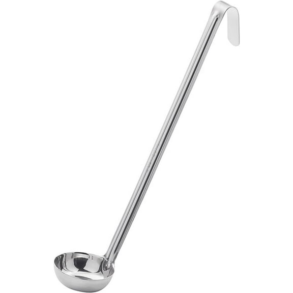 Soro Essentials- Stainless Steel Flat Bottom Ladle 2 oz. with Long Handle Best Kitchen Accessories for Stirring Portioning and Serving Soups Chili and Stew in Restaurants and at Home