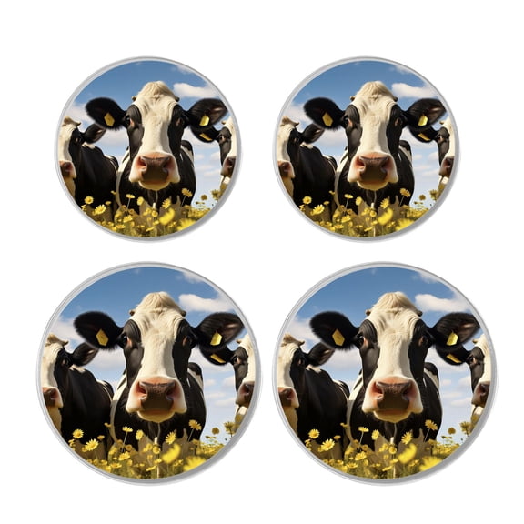 Metal Stove Burner Covers 4 Pcs Metal Round Stove Burner Covers 8Inch And 10Inch ,Black and White Cows Daisy art, for Home Decor Cooktop Decorative