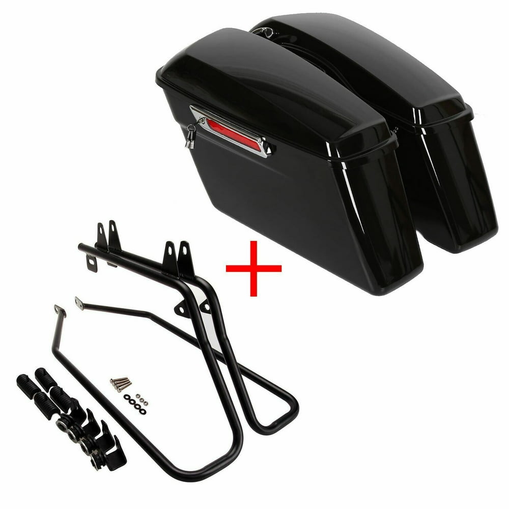 Ecotric Black Motorcycle Hard Saddlebags Saddle Bag With Conversion