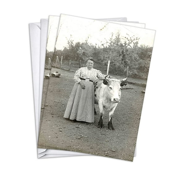 Farm Lady With Ox Funny Womens Birthday Greeting Cards | 1 Pack Single (5x7)