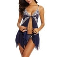 thumbnail image 2 of POTETI Dark Blue Intamite Apparel for Woman See Through Mesh Nightwear Lace Flowy Nightdress, 2 of 7