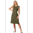 thumbnail image 2 of Women Summer Round Neck Casual Loose Split Wrinkle-Free Midi Dress with Pockets Green XXL, 2 of 7
