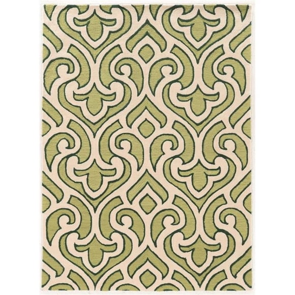 Riverbay Furniture Tapis Tufté Main 8 Pieds x 10 Pieds en Crème et Vert
