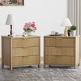 thumbnail image 6 of Fluted Nightstand with 3 Drawers, Mid-Century Modern Bedside Table, 23.7'' Wide Wood End Table for Bedroom, Oak Finish, 6 of 10