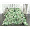 thumbnail image 2 of Ambesonne Birds and Nature Quilted Coverlet 2 Pcs, Exotics Toucan Art, Twin Size, Purpleblue Fern Green, 2 of 4