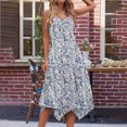 thumbnail image 4 of Vestido de Verano para Mujeres sin Mangas Cuello Redondo Impreso Vestido Casual de Bolsillo con Doblado Irregular, Vestido de Poliéster Ligero para la Primavera Y el Verano de Uso Diario, Vacaciones, 4 of 9