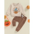RSRZRCJ Toddler Baby Boy Halloween Clothes Pumpkin Print Long Sleeve