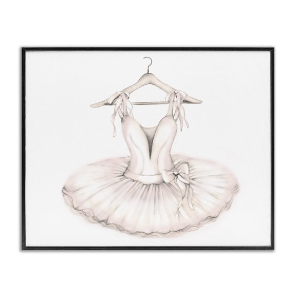Stupell Industries Traditional Ballerina Tutu on Hanger Pink Ballet Dance Outfit Black Framed Giclee Art, 14 x 11, by Studio Q