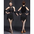 thumbnail image 5 of ZX Robe de Danse pour Femmes avec Strass, Paillettes, Franges, Robe de Fête, Salsa Latine, Danse de Salon, Ensemble de 4 Pcs, Haute Qualité, 5 of 5