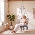 thumbnail image 2 of Costway Chaise Balançoire en Macramé, Chaise Hamac avec Coussin de Siège Rond, Anneaux Métalliques Robustes Gris, 2 of 10