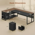 thumbnail image 2 of 71" L Shaped Executive Desk, Reversible Computer Desk with Mobile File Cabinet and Power Outlets, Large Office Desk with Storage Shelves for Home Office, Walnut, 2 of 7