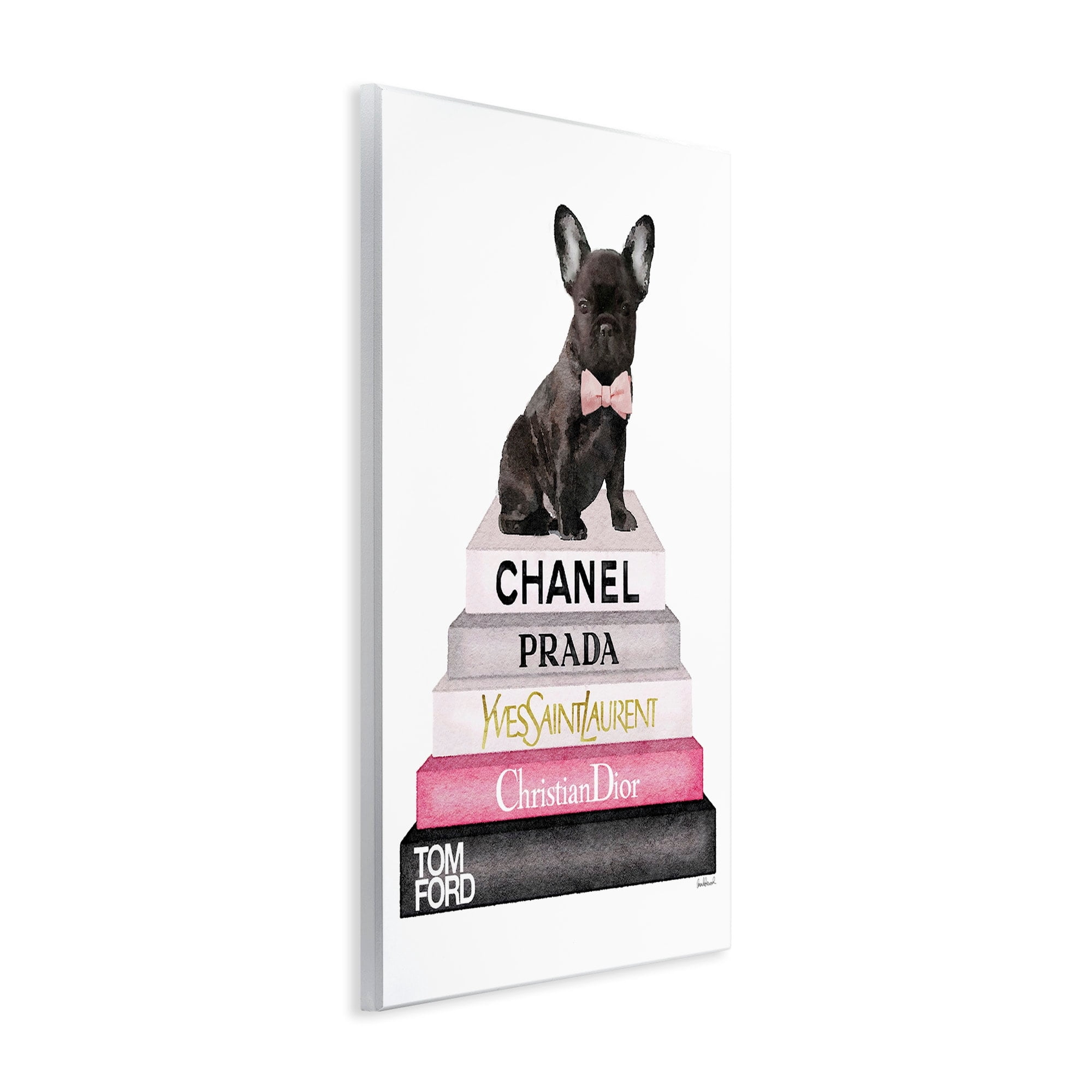 Stupell Book Stack Fashion French Bulldog Wall Art wood plaque - 10 x 15