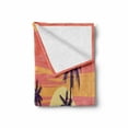 thumbnail image 2 of Island Party Soft Flannel Fleece Blanket, Sunset by the Road with Palm Trees and House Sea Town Coastal Graphic, Cozy Plush for Indoor and Outdoor Use, 70" x 90", Eggplant Dark Coral, by Ambesonne, 2 of 6