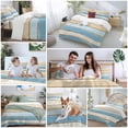 thumbnail image 5 of Vintage Bedding Duvet Cover Set Queen Size 4 Pieces Farmhouse Blue Beige Wood Grain Country Style Bedding Set with Zipper Closure, 1 Comforter Cover 90x92 Inches 1 Flat Sheet & 2 Pillow Cases, 5 of 7