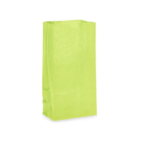 Pack of 500, 8 Lb Gift Sacks Lime Green Kraft 6.25 x 4 x 12.5" for Small Paper Gift Bags, Party Favors