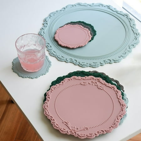 

SunSunrise Exquisite Round Shape Cup Coaster Flexible Anti-scalding Silicone Cup Mat for Home