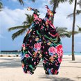 thumbnail image 2 of Odeerbi 0-6Y Toddler Boys Floral Jumpsuit Ruffle Elastic Waist Overall Pants Baby Summer Cotton Silk Romper Infant Children's Strap Pants Black, 2 of 5