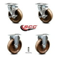 thumbnail image 2 of 5 Inch High Temp Phenolic Wheel Swivel Top Plate Caster Set with 2 Brake 2 Rigid, 2 of 2