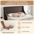 thumbnail image 3 of Full Size Upholstered Platform Bed Frame, Modern Bed Frame with 44.88" Tall Headboard Wingback, Storage Space & Linen, Strong Wooden Slats, No Box Spring Needed, Noise-Free, Easy Assembly, Brown, 3 of 9