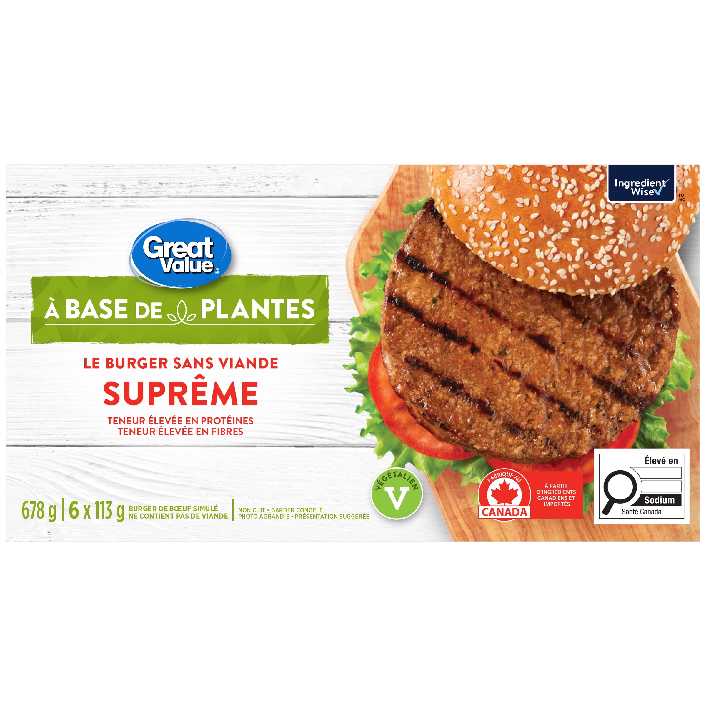 Great Value The Ultimate Meatless Burger, Quantity - 6 x 113 g (678 g)