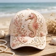 thumbnail image 5 of 2026 Marine Life Printed Baseball Cap, Ocean Creatures Embroidery Cap, Garden Morning Baseball Cap,Adjustable Lightweight Casual Soft Cotton Sun Hat for Women(Seahorse), 5 of 7